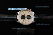 IWC Schaffhausen Chronograph Miyota Quartz Movement White Dial with Black Subdials and Silver Number Markers