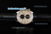 IWC Schaffhausen Chronograph Miyota Quartz Movement White Dial with Black Subdials and Silver Number Markers IWC Schaffhausen Chronograph Miyota Quartz Movement White Dial with Black Subdials and Silver Number Markers