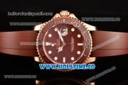 Rolex Yachtmaster 40/Yachtmaster II Asia 2813 Automatic Steel Case with Brown Dial and Brown Rubber Strap - White Markers