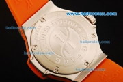 Hublot Big Bang Swiss Quartz Movement Steel Case with Orange Diamond Bezel and Orange Rubber Strap