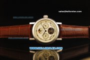 Breguet Tourbillon Automatic Movement Beige Dial with Black Roman Markers and Brown Leather Strap