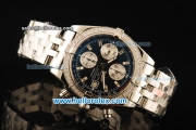 Breitling Chronomat Evolution Chronograph Swiss Valjoux 7750 Automatic Movement Steel Case with Diamond Bezel and Steel Strap