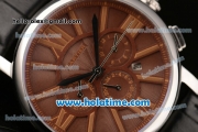 Cartier Rotonde De Asia ST16 Automatic Steel Case with Black Leather Bracelet Brown Dial and Stick/Roman Numeral Markers