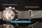 Rolex Daytona Vintage Chronograph OS20 Quartz Steel Case with White Dial and Grey Nylon Strap