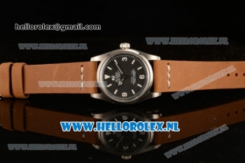 Rolex Explorer Tiffany & Co 2813 Auto Steel Case with Black Dial and Brown Nylon Strap