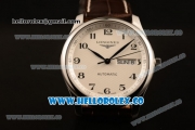 Longines Master Swiss ETA 2824 Automatic Steel Case with White Dial and Black Leather Strap