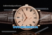 Patek Philippe Calatrava Small Seconds Miyota 9015 Automatic Rose Gold Case with Beige Dial Roman Numberal Markers and Brown Genuine Leather Strap (GF)