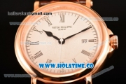 Patek Philippe Calatrava Miyota Quartz Rose Gold Case with White Dial and Black Roman Numeral Markers