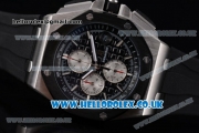 Audemars Piguet Royal Oak Offshore Chrono Miyota OS Quartz Steel Case with Black Dial Black Rubber Strap and Stick Markers (EF)