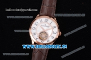 Jaeger-LECoultre Master Grande Tourbillon Swiss Tourbillon Automatic Rose Gold Case with White Dial and Brown Leather Strap (FT)