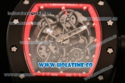 Richard Mille RM 055 Bubba Watson Tourbillon Manual Winding PVD Case with Skeleton Dial Dot Markers and Red Rubber Strap