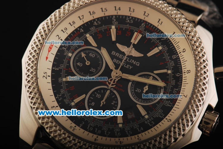 Breitling Bentley Motors Swiss Valjoux 7750 Automatic Movement Full Steel with Black Dial and Honeycomb Bezel-Special Edition - Click Image to Close