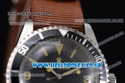 Rolex Submariner Vintage Asia 2813 Automatic Steel Case with Black Dial Brown Nylon Strap and Stick Markers