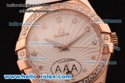 Omega Constellation Swiss ETA Quartz Rose Gold Case with Diamond Bezel and White Rubber Strap