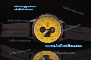 Porsche Design Indicator Day Date Chrono Miyota OS10 Quartz PVD Case with Black Rubber Strap Yellow Dial