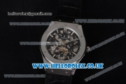 Hublot Classic Fusion Skeleton Asia Automatic Steel Case with Skeleton Dial and Black Leather Strap