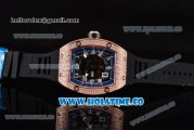 Richard Mille RM010 Miyota 9015 Automatic Rose Gold/Diamonds Case with Skeleton Dial and Blue Inner Bezel