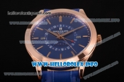 Patek Philippe Grand Complications Perpetual Calendar Miyota Quartz Rose Gold Case with Blue Dial and Rose Gold Stick Markers