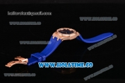 Audemars Piguet Royal Oak Lady Swiss Quartz Rose Gold/Diamonds Case with Blue Dial and Blue Rubber Strap (EF)