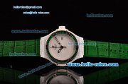 Hublot Big Bang Tutti Frutti Caviar Swiss ETA 2824 Automatic White Ceramic Case with Green Leather Strap and Diamond/Steel Bezel - 1:1 Original