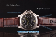 Panerai Luminor Marina PAM00164 Swiss Valjoux 7753 Automatic Steel Case with Black Dial and Brown Leather Strap - 1:1 Original