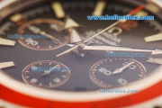 Omega Seamaster Chronograph Swiss Valjoux 7750 Automatic Movement Steel Case with Red Bezel and Orange Rubber Strap