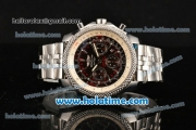 Breitling For Bentley Asia Valjoux 7750 Automatic Movement White Bezel with Brown Dial and SS Strap