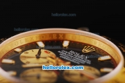 Rolex Daytona Swiss Valjoux 7750 Chronograph Movement Full Gold Case/Strap with Black Dial and Gold Subdials