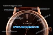 Zenith Vintage Miyota 9015 Automatic Rose Gold Case with Brown Dial and Brown Leather Strap - (AAAF)