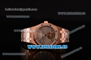 Audemars Piguet Royal Oak 41MM Swiss Tourbillon Manual Winding Full Rose Gold with Grey Dial Diamonds Bezel and Stick Markers (FT)