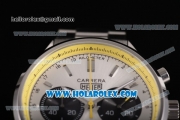 Tag Heuer Carrera Calibre 18 Chronograph Miyota Quartz Steel Case/Bracelet with Silver Dial and Stick Markers - Yellow Inner Bezel