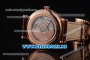 Breguet Classique Moonphase Miyota 9015 Automatic Rose Gold Case with Silver Dial Brown Leather Strap and Roman Numeral Markers (EF)