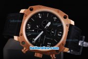 U-Boat Thousands of Feet Chronograph Automatic Rose Gold Bezel with Black Dial-White Marking