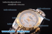 Rolex Datejust Oyster Perpetual Automatic Two Tone with Gold Bezel,White Dial and Gold Roman Marking-Lady Dize