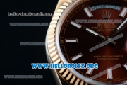 Rolex Day-Date Swiss ETA 2836 Automatic Rose Gold Case with Brown Dial Stick Markers and Rose Gold Bracelet (BP)