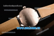 Cartier Rotonde De Swiss Quartz Steel Case with Black Guilloche Dial and Black Leather Strap
