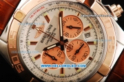 Breitling Chronomat B01 Chronograph Miyota Quartz Movement Steel Case with Rose Gold Bezel and Brown Leather Strap