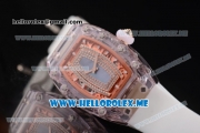 Richard Mille RM 07-02 Miyota 9015 Automatic Pink Sapphire Case with White Rubber Strap and Blue MOP Dial White Markers