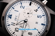 IWC Portugieser Chronograph Quartz Movement PVD Case with White Dial and Black Leather Strap