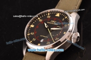 IWC Big Pilot Top Gun Miramar ST22 Automatic with Power Reserve Steel Case with Black Dial and Green Leather Strap