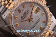 Rolex Datejust Swiss ETA 2836 Automatic Diamond Bezel with White MOP Dial and 18K Gold Strap - 1:1 Original