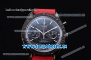 Omega Speedmaster Co-Axial Chronograph Dark Side of the Moon Swiss Valjoux 7750 Automatic PVD Case with Black Dial Stick Markers and Red Leather Strap (EF)