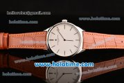 Vacheron Constantin Patrimony Miyota Quartz Steel Case with Brown Leather Strap and White Dial