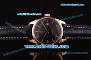 Breitling Transocean Asia 2892 Automatic Rose Gold Case with Black Dial and Black Leather Strap