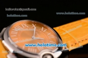 Cartier Ballon Bleu Swiss Quartz Steel Case with Yellow Leather Strap White Markers and Yellow Dial