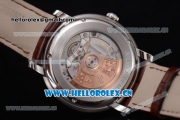 Audemars Piguet Jules Audemars Clone AP Calibre 3120 Automatic Steel Case with White Dial Brown Leather Strap and Roman Numeral Markers (EF)