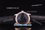 BlancPain Moonphase ST25 Automatic Rose Gold Case with Black Dial and Black Leather Strap-Rose Gold Markers