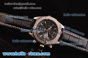 Breitling Chronomat Evolution Chrono Miyota OS10 Quartz Steel Case with Black Dial and Black Leather Strap