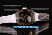 Richard Mille RM 055 Miyota 9015 Automatic Carbon Fiber Case with Skeleton Dial and White Nylon/Leather Strap