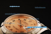 Rolex Oyster Perpetual Date Automatic Movement ETA Coating Case with Orange Dial and Black Roman Numerals